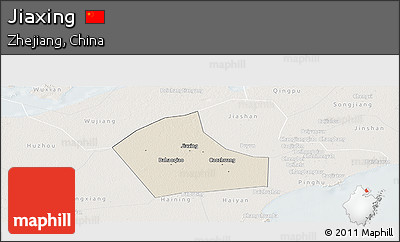 Shaded Relief Panoramic Map of Jiaxing, lighten