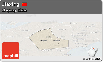 Shaded Relief Panoramic Map of Jiaxing, lighten