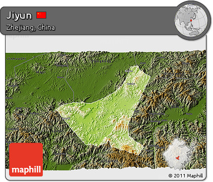 Physical 3D Map of Jiyun, darken