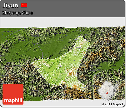 Physical 3D Map of Jiyun, darken