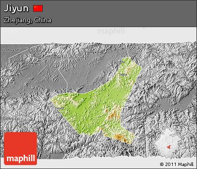 Physical 3D Map of Jiyun, desaturated