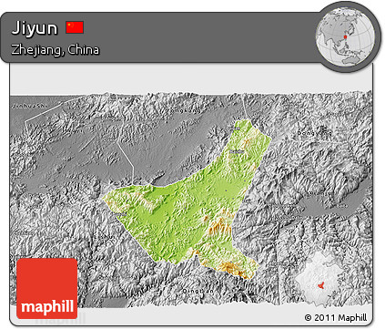Physical 3D Map of Jiyun, desaturated