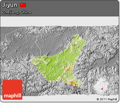 Physical 3D Map of Jiyun, desaturated