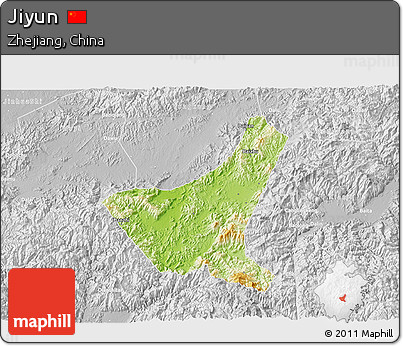 Physical 3D Map of Jiyun, lighten, desaturated