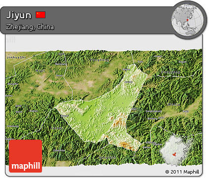 Physical 3D Map of Jiyun, satellite outside
