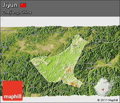 Physical 3D Map of Jiyun, satellite outside