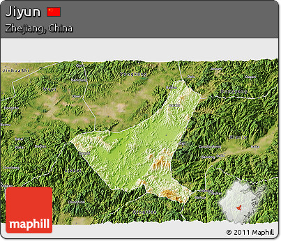 Physical 3D Map of Jiyun, satellite outside