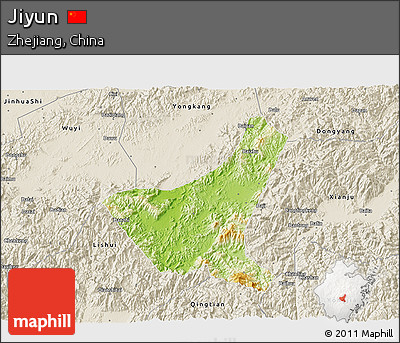 Physical 3D Map of Jiyun, shaded relief outside
