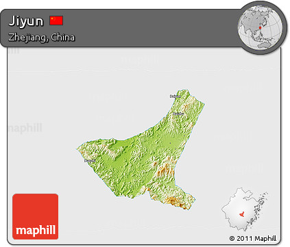 Physical 3D Map of Jiyun, single color outside