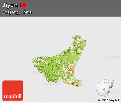 Physical 3D Map of Jiyun, single color outside