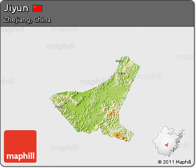 Physical 3D Map of Jiyun, single color outside