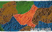 Political 3D Map of Jiyun, darken