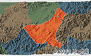 Political 3D Map of Jiyun, darken, semi-desaturated