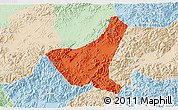 Political 3D Map of Jiyun, lighten