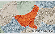 Political 3D Map of Jiyun, lighten, semi-desaturated