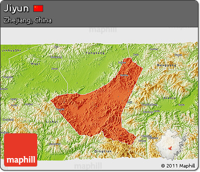 Political 3D Map of Jiyun, physical outside