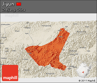 Political 3D Map of Jiyun, shaded relief outside