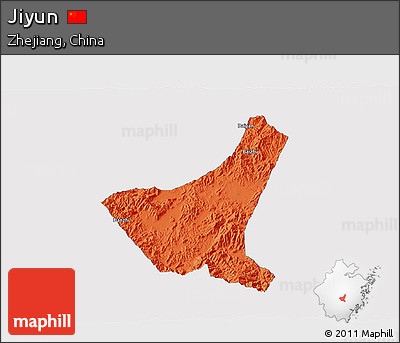 Political 3D Map of Jiyun, single color outside