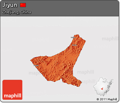 Political 3D Map of Jiyun, single color outside