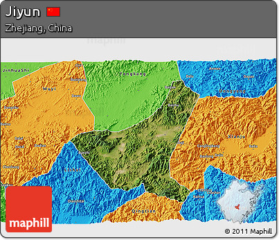 Satellite 3D Map of Jiyun, political outside