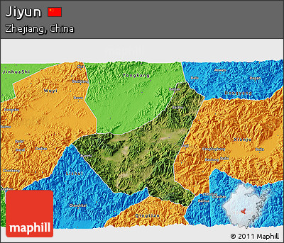 Satellite 3D Map of Jiyun, political outside