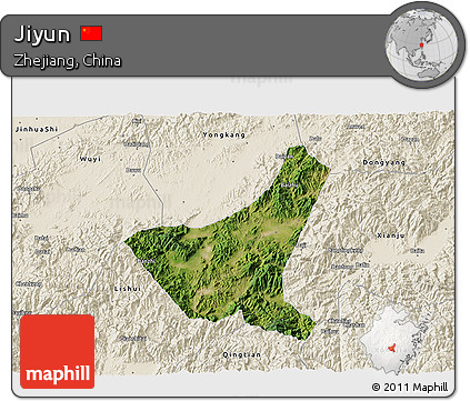 Satellite 3D Map of Jiyun, shaded relief outside