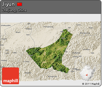 Satellite 3D Map of Jiyun, shaded relief outside