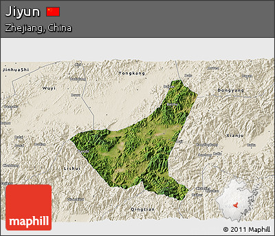 Satellite 3D Map of Jiyun, shaded relief outside