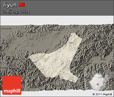 Shaded Relief 3D Map of Jiyun, darken