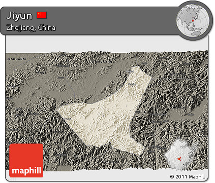 Shaded Relief 3D Map of Jiyun, darken