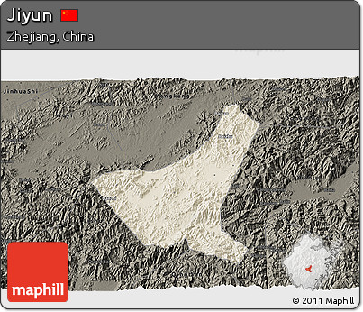 Shaded Relief 3D Map of Jiyun, darken