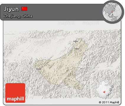 Shaded Relief 3D Map of Jiyun, lighten