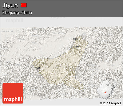 Shaded Relief 3D Map of Jiyun, lighten