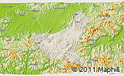 Shaded Relief 3D Map of Jiyun, physical outside