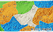Shaded Relief 3D Map of Jiyun, political outside