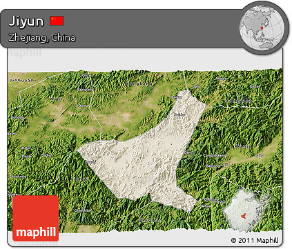 Shaded Relief 3D Map of Jiyun, satellite outside