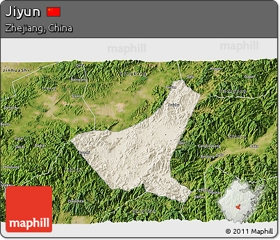Shaded Relief 3D Map of Jiyun, satellite outside