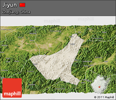 Shaded Relief 3D Map of Jiyun, satellite outside