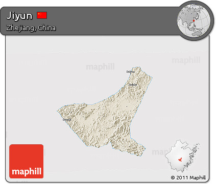 Shaded Relief 3D Map of Jiyun, single color outside