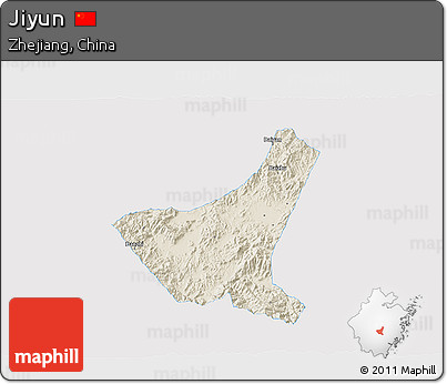Shaded Relief 3D Map of Jiyun, single color outside