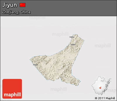 Shaded Relief 3D Map of Jiyun, single color outside