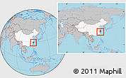 Gray Location Map of Jiyun, highlighted country, highlighted parent region, within the entire country
