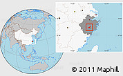 Gray Location Map of Jiyun, highlighted country, highlighted parent region