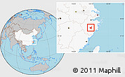 Gray Location Map of Jiyun, highlighted country