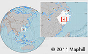 Gray Location Map of Jiyun, highlighted parent region, hill shading