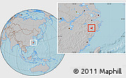 Gray Location Map of Jiyun, hill shading