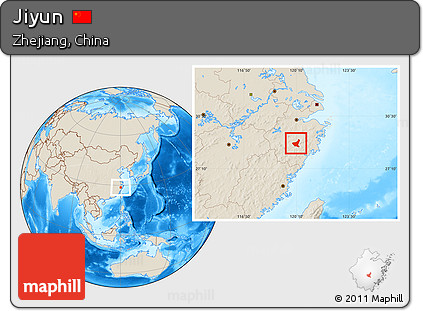 Shaded Relief Location Map of Jiyun