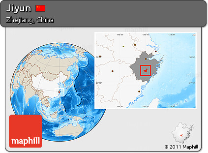 Shaded Relief Location Map of Jiyun, highlighted country, highlighted parent region