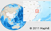 Shaded Relief Location Map of Jiyun, highlighted country