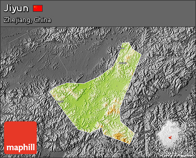 Physical Map of Jiyun, darken, desaturated